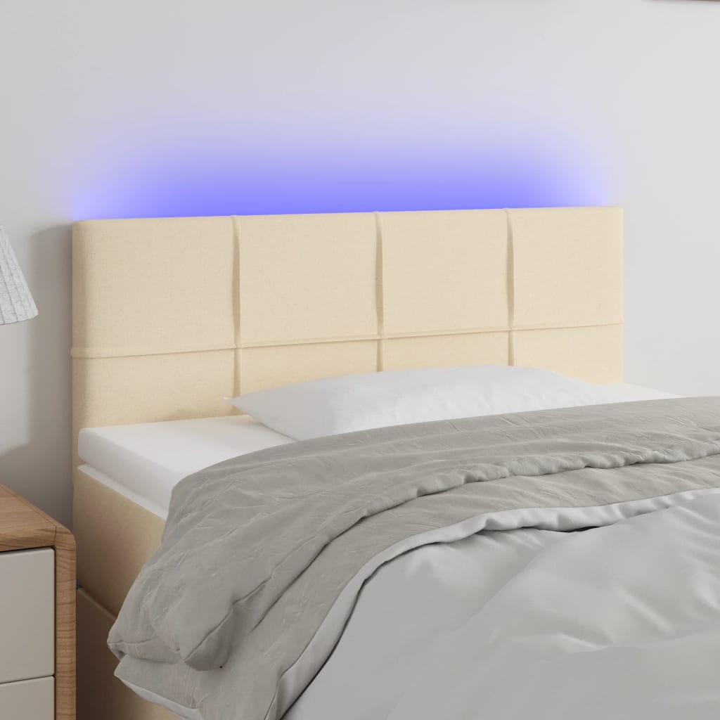 Hoofdbord LED 100x5x78/88 cm stof crèmekleurig is nu te koop bij PeponiXL, paradijselijk wonen!