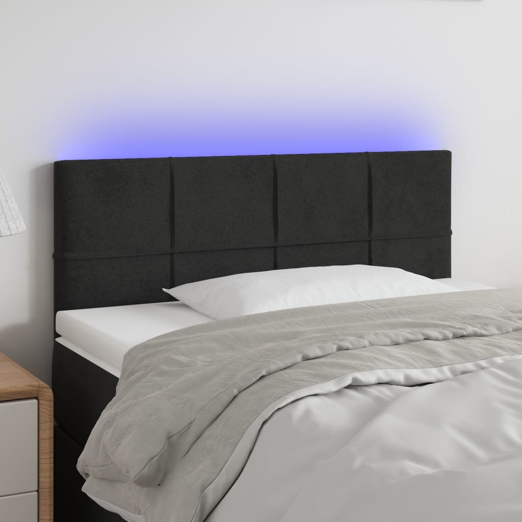 Hoofdbord LED 80x5x78/88 cm fluweel zwart is nu te koop bij PeponiXL, paradijselijk wonen!