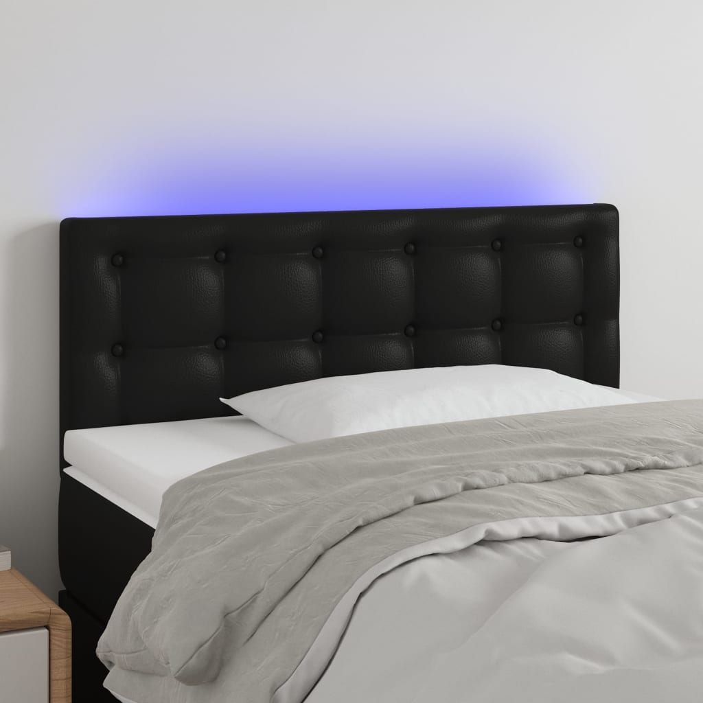 Hoofdbord LED 100x5x78/88 cm kunstleer zwart is nu te koop bij PeponiXL, paradijselijk wonen!