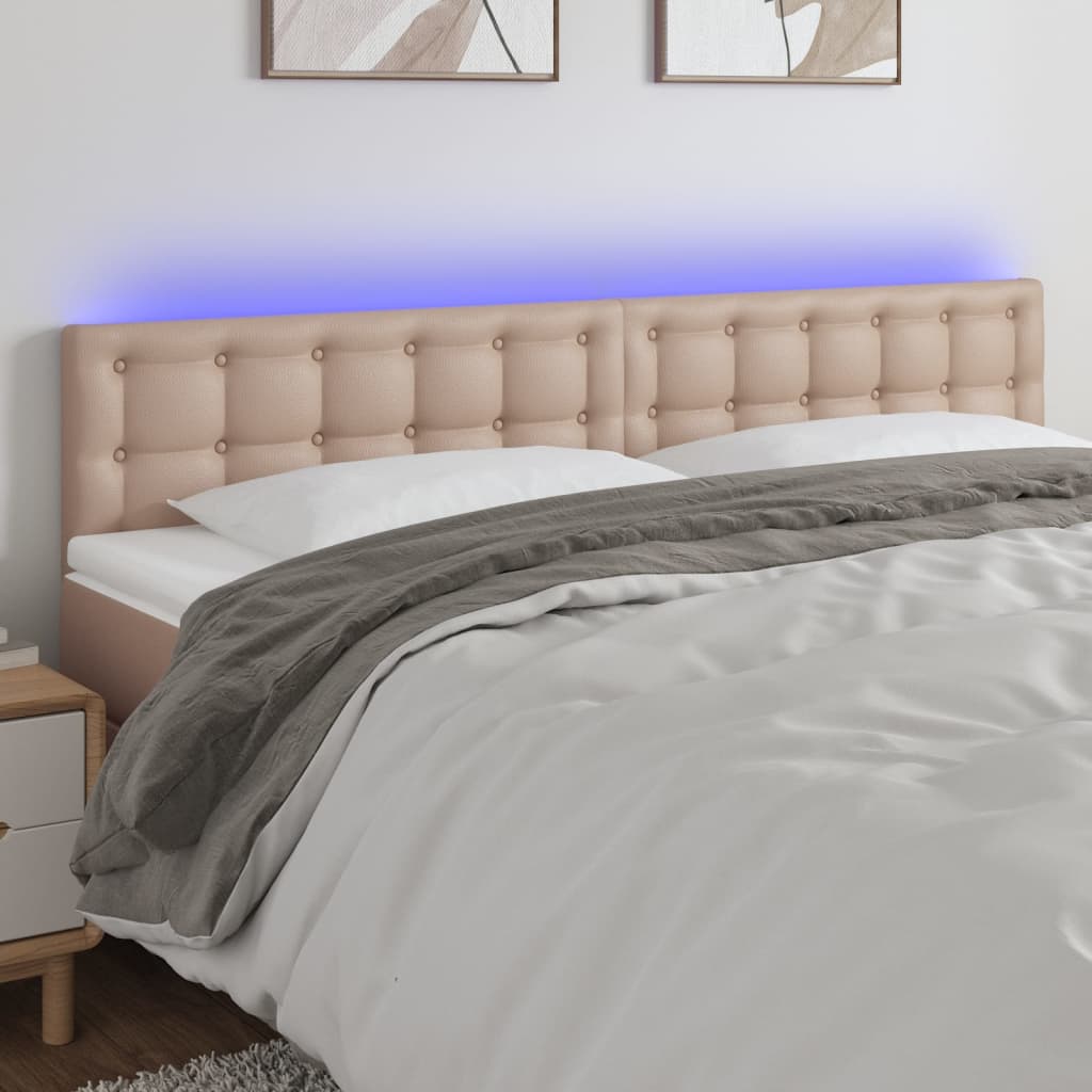 Hoofdbord LED 200x5x78/88 cm kunstleer cappuccinokleurig is nu te koop bij PeponiXL, paradijselijk wonen!