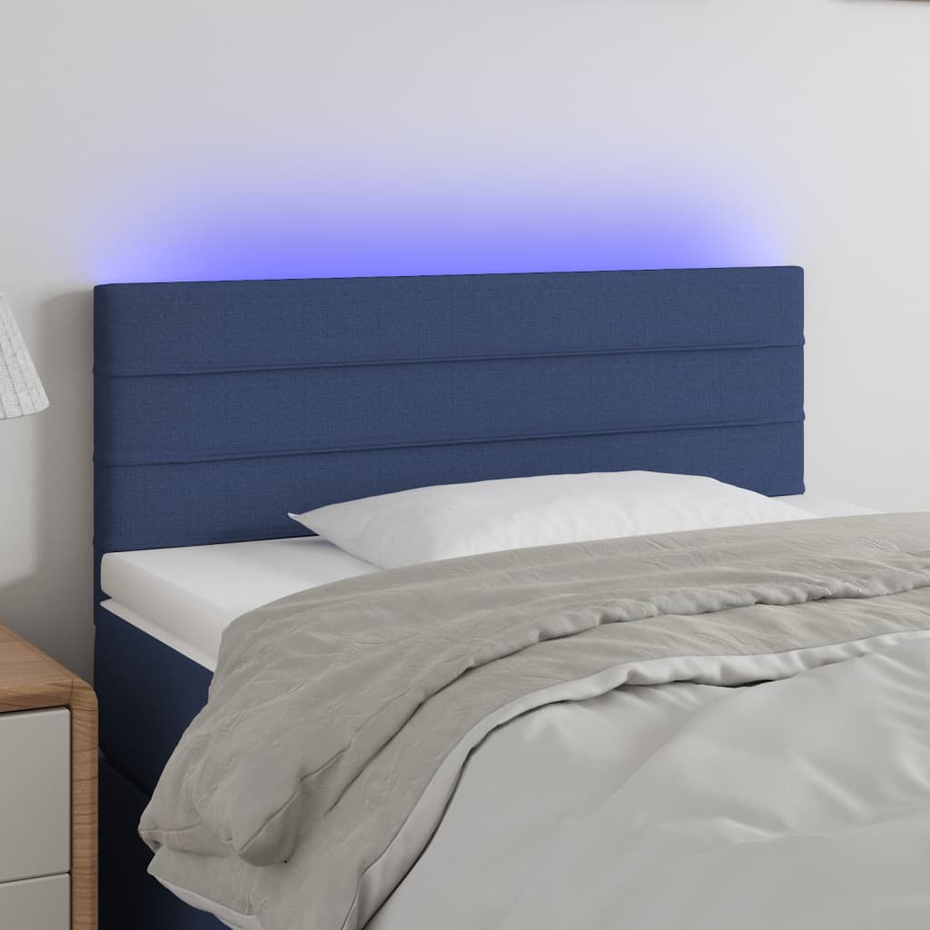 Hoofdbord LED 90x5x78/88 cm stof blauw is nu te koop bij PeponiXL, paradijselijk wonen!