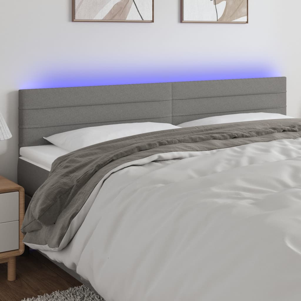 Hoofdbord LED 200x5x78/88 cm stof donkergrijs is nu te koop bij PeponiXL, paradijselijk wonen!
