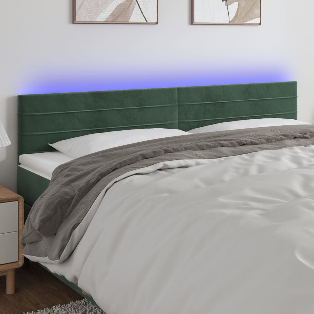 Hoofdbord LED 160x5x78/88 cm fluweel donkergroen is nu te koop bij PeponiXL, paradijselijk wonen!