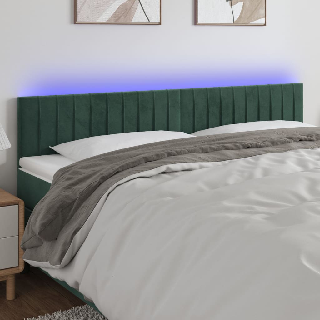 Hoofdbord LED 200x5x78/88 cm fluweel donkergroen is nu te koop bij PeponiXL, paradijselijk wonen!
