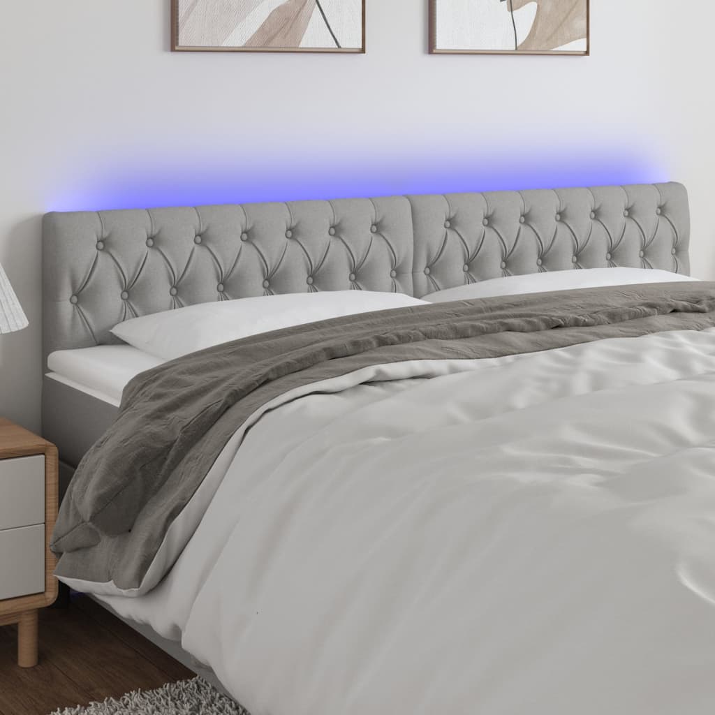 Hoofdbord LED 200x7x78/88 cm stof lichtgrijs is nu te koop bij PeponiXL, paradijselijk wonen!