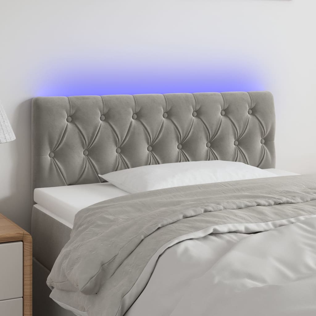 Hoofdbord LED 90x7x78/88 cm fluweel lichtgrijs is nu te koop bij PeponiXL, paradijselijk wonen!