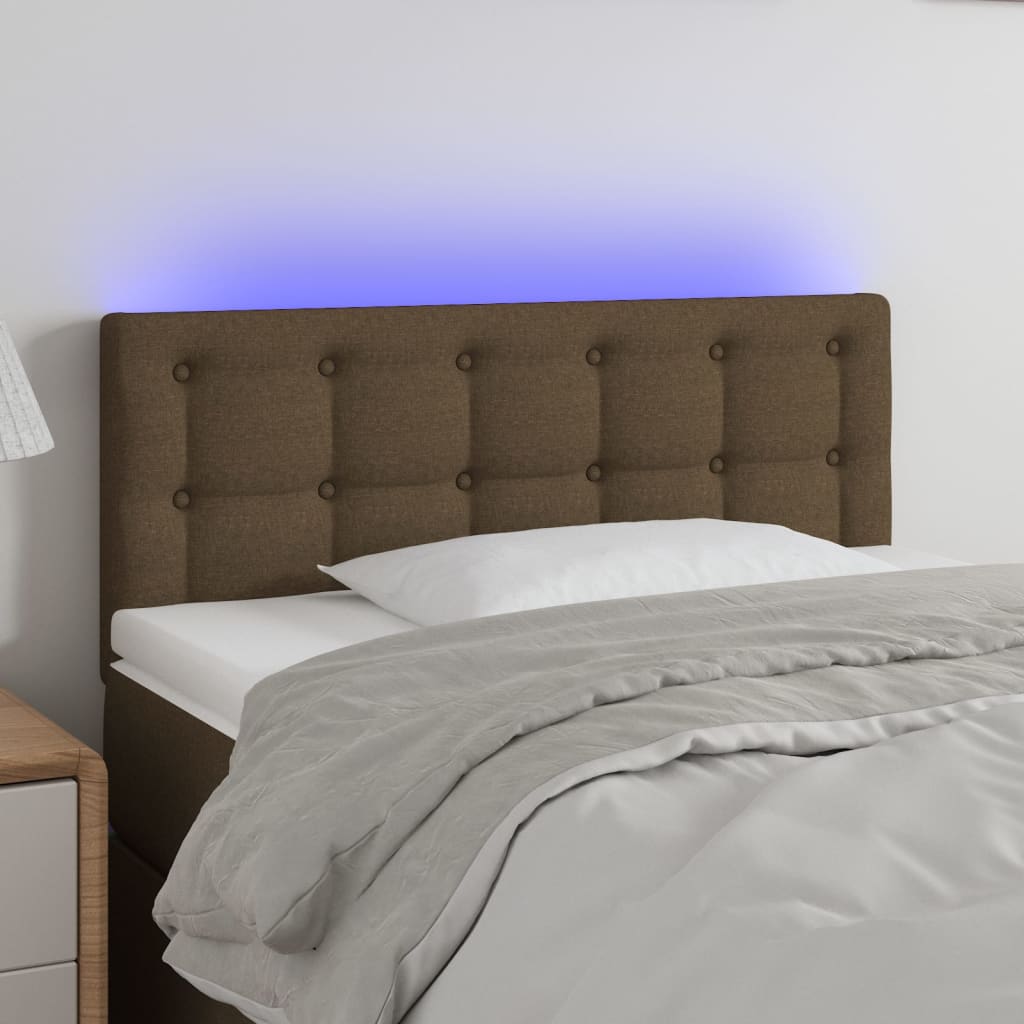 Hoofdbord LED 90x5x78/88 cm stof donkerbruin is nu te koop bij PeponiXL, paradijselijk wonen!