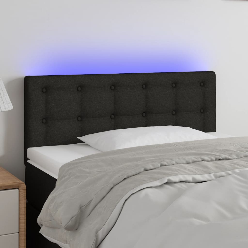 Hoofdbord LED 100x5x78/88 cm stof zwart is nu te koop bij PeponiXL, paradijselijk wonen!