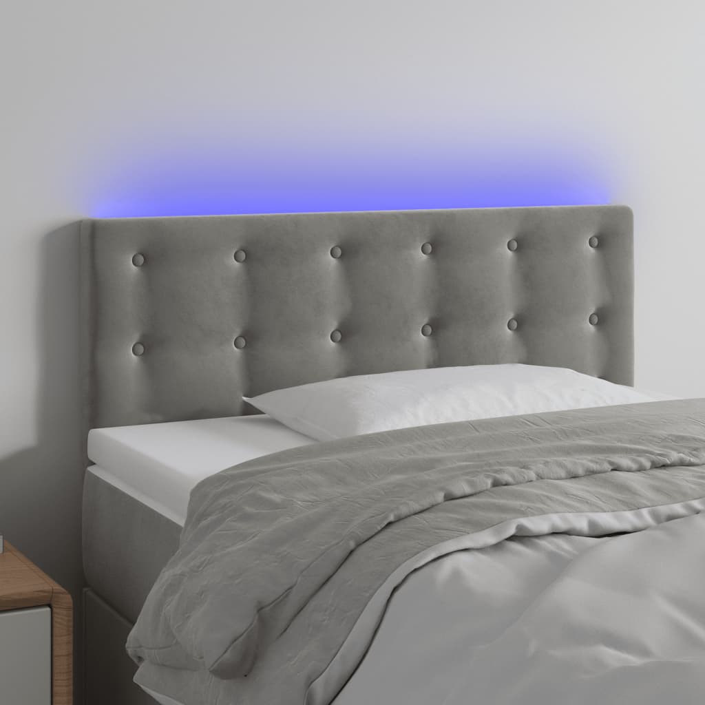 Hoofdbord LED 80x5x78/88 cm fluweel lichtgrijs is nu te koop bij PeponiXL, paradijselijk wonen!