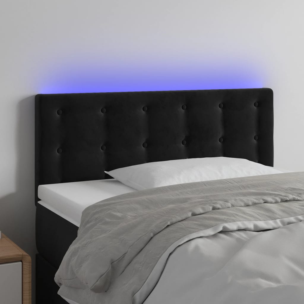 Hoofdbord LED 90x5x78/88 cm fluweel zwart is nu te koop bij PeponiXL, paradijselijk wonen!