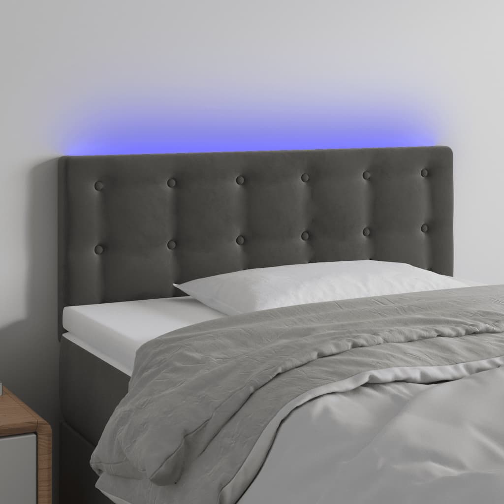 Hoofdbord LED 100x5x78/88 cm fluweel donkergrijs is nu te koop bij PeponiXL, paradijselijk wonen!