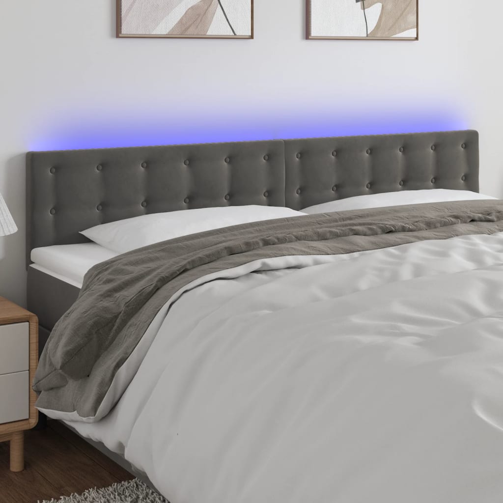 Hoofdbord LED 200x5x78/88 cm fluweel donkergrijs is nu te koop bij PeponiXL, paradijselijk wonen!