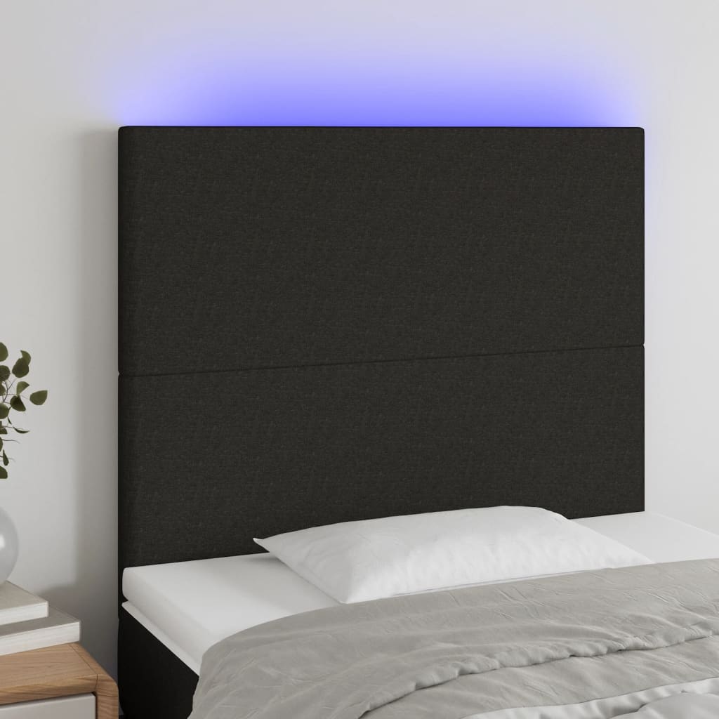 Hoofdbord LED 80x5x118/128 cm stof zwart is nu te koop bij PeponiXL, paradijselijk wonen!