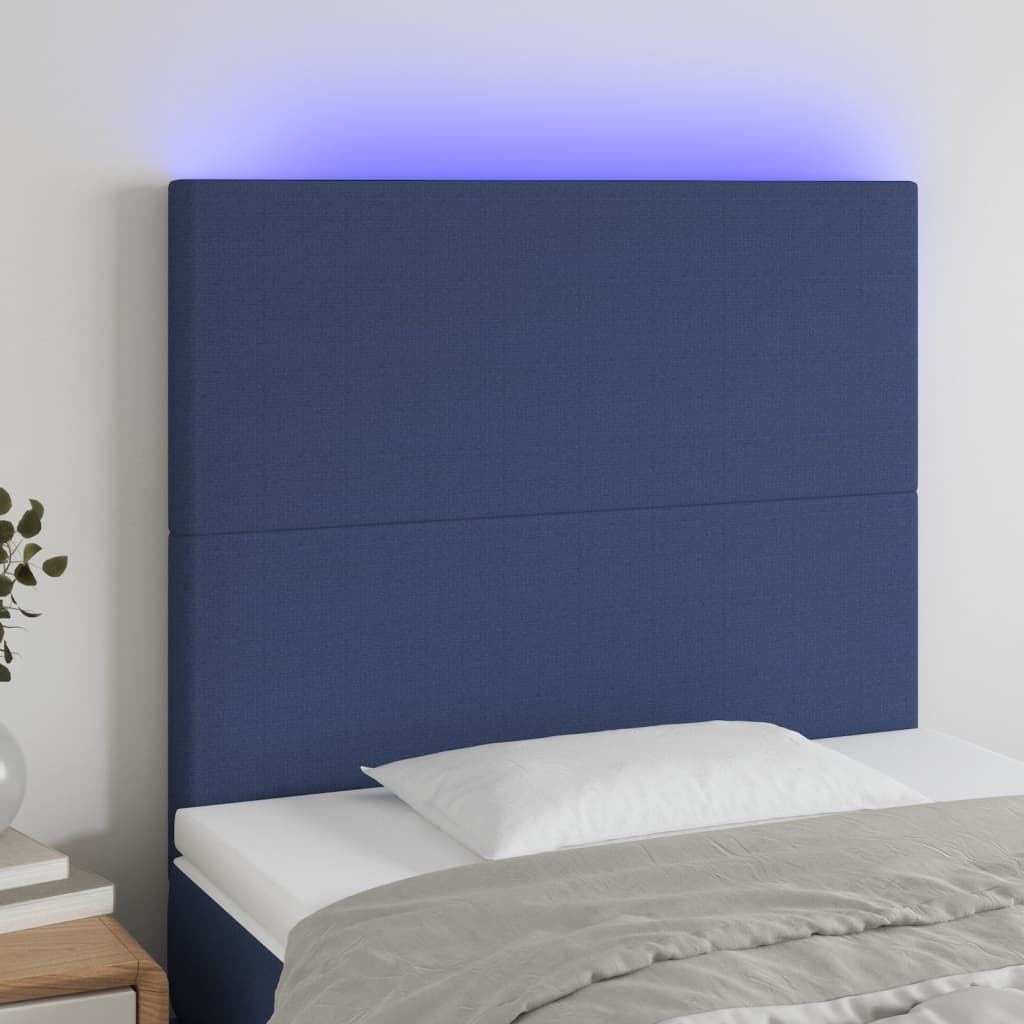 Hoofdbord LED 80x5x118/128 cm stof blauw is nu te koop bij PeponiXL, paradijselijk wonen!
