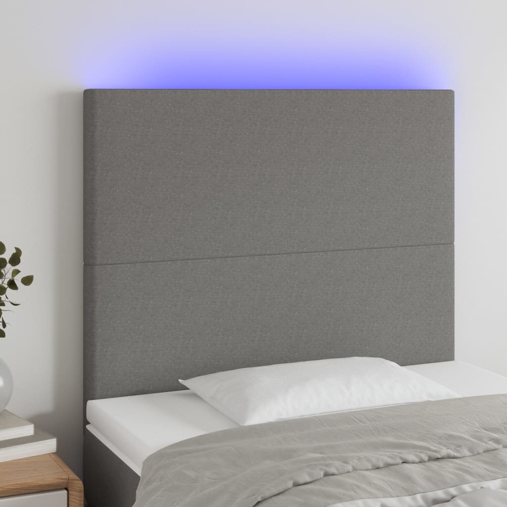 Hoofdbord LED 90x5x118/128 cm stof donkergrijs is nu te koop bij PeponiXL, paradijselijk wonen!