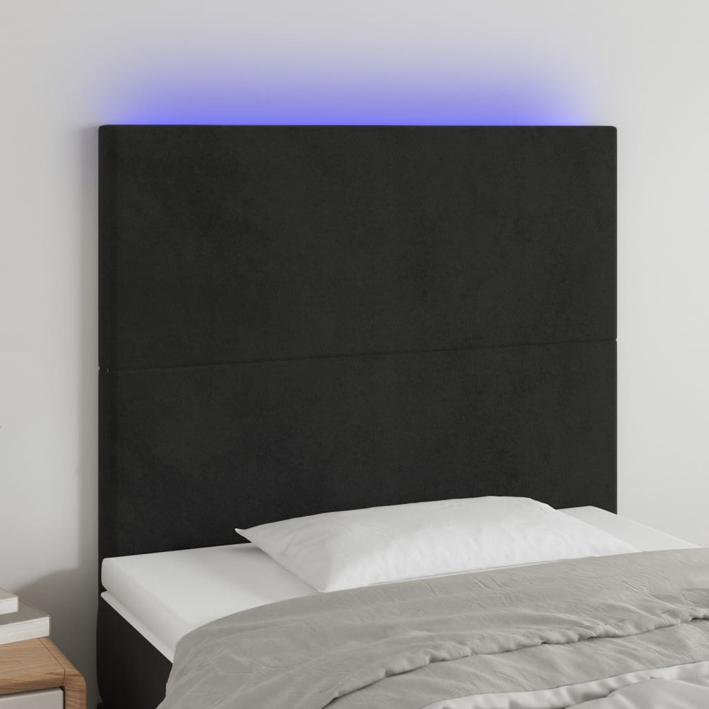 Hoofdbord LED 100x5x118/128 cm fluweel zwart is nu te koop bij PeponiXL, paradijselijk wonen!
