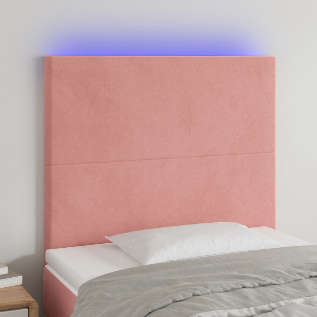 Hoofdbord LED 100x5x118/128 cm fluweel roze is nu te koop bij PeponiXL, paradijselijk wonen!