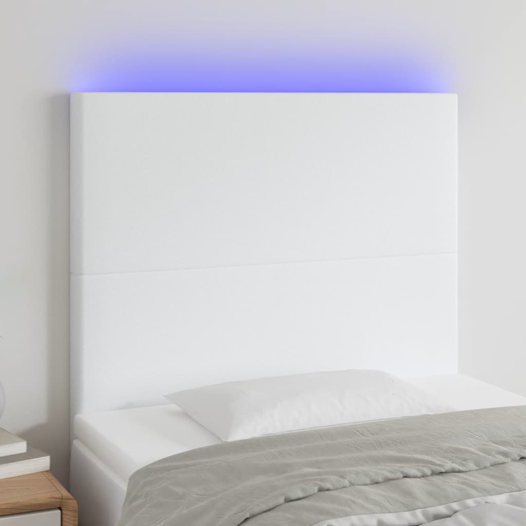 Hoofdbord LED 90x5x118/128 cm kunstleer wit is nu te koop bij PeponiXL, paradijselijk wonen!