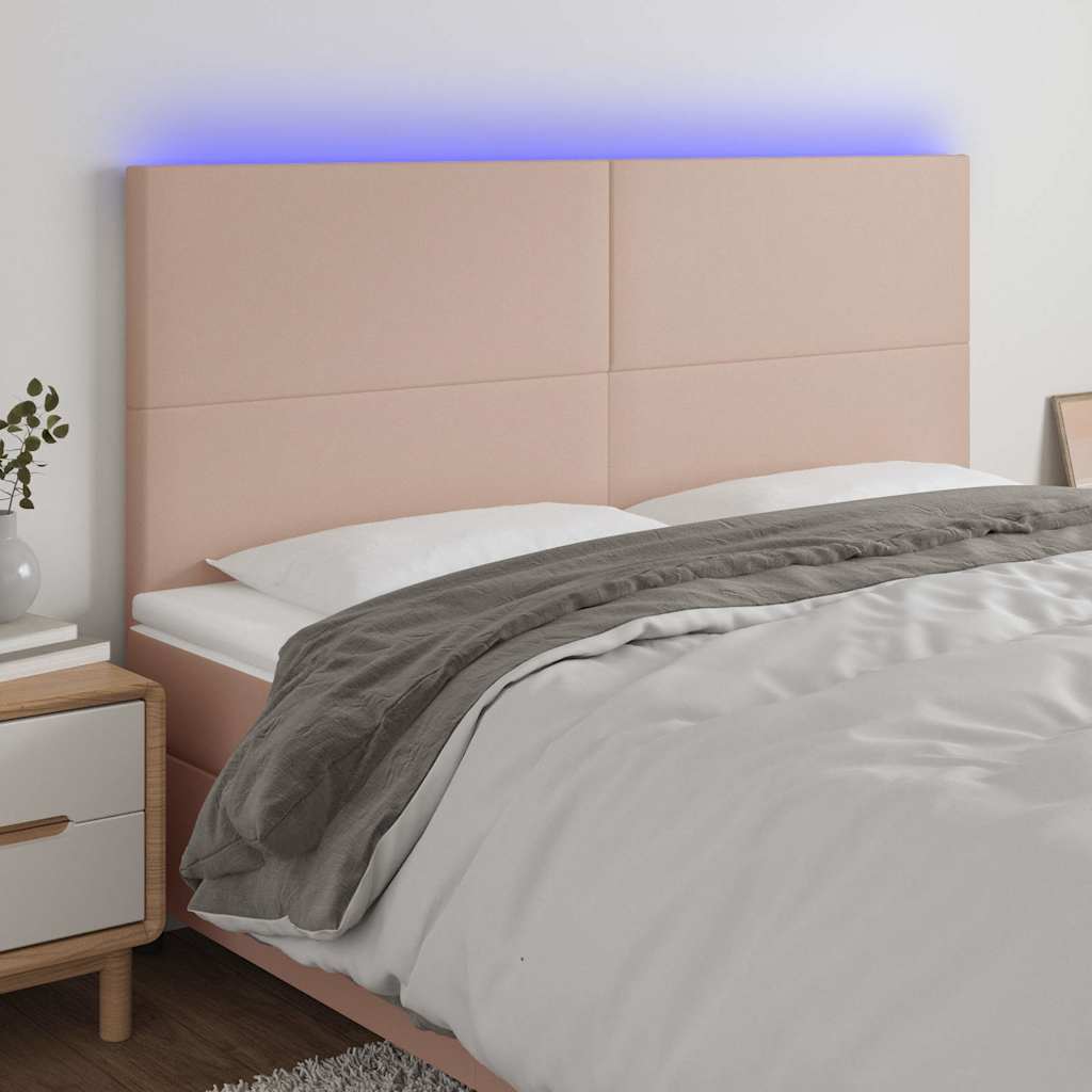 Hoofdbord LED 160x5x118/128 cm kunstleer cappuccinokleurig is nu te koop bij PeponiXL, paradijselijk wonen!