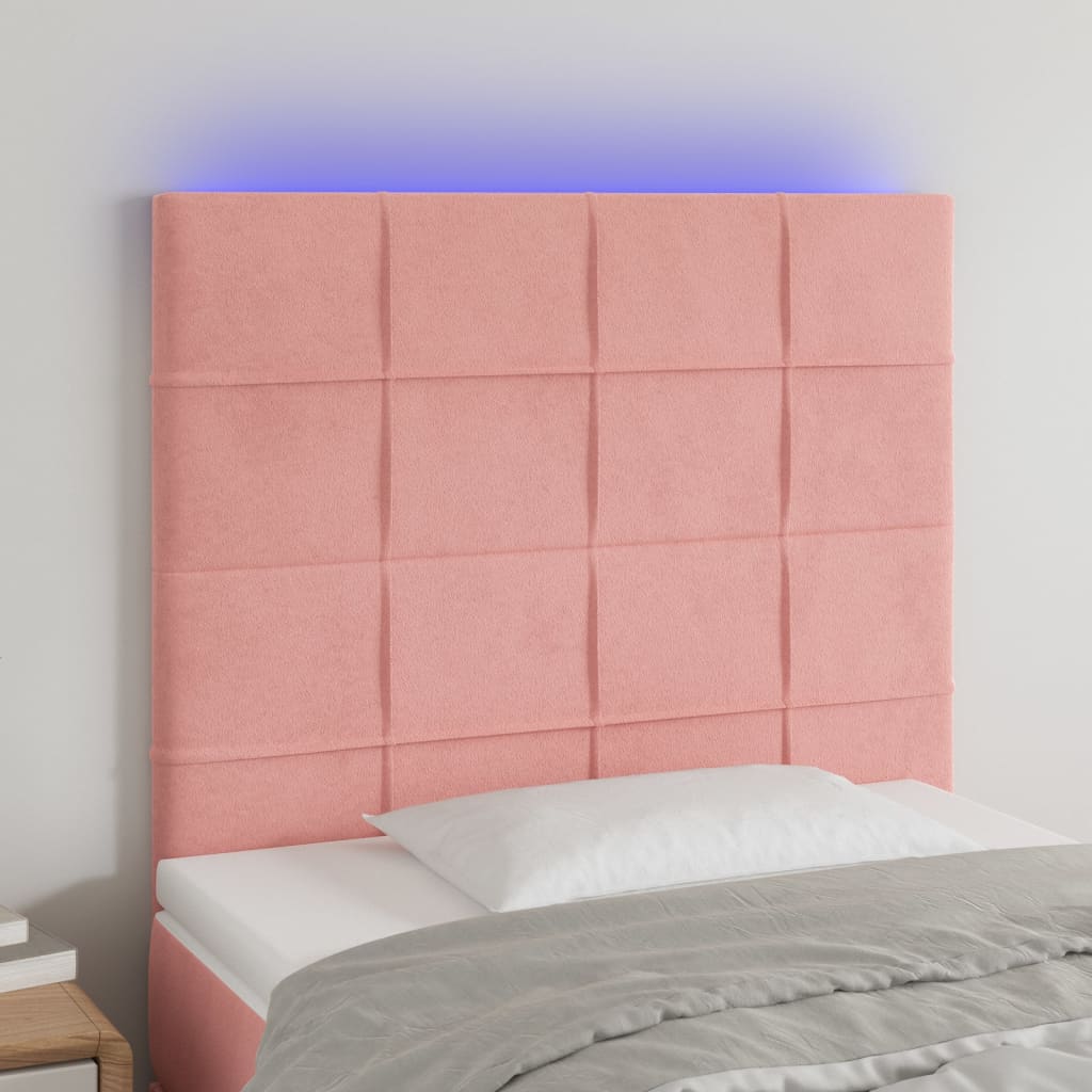 Hoofdbord LED 90x5x118/128 cm fluweel roze is nu te koop bij PeponiXL, paradijselijk wonen!