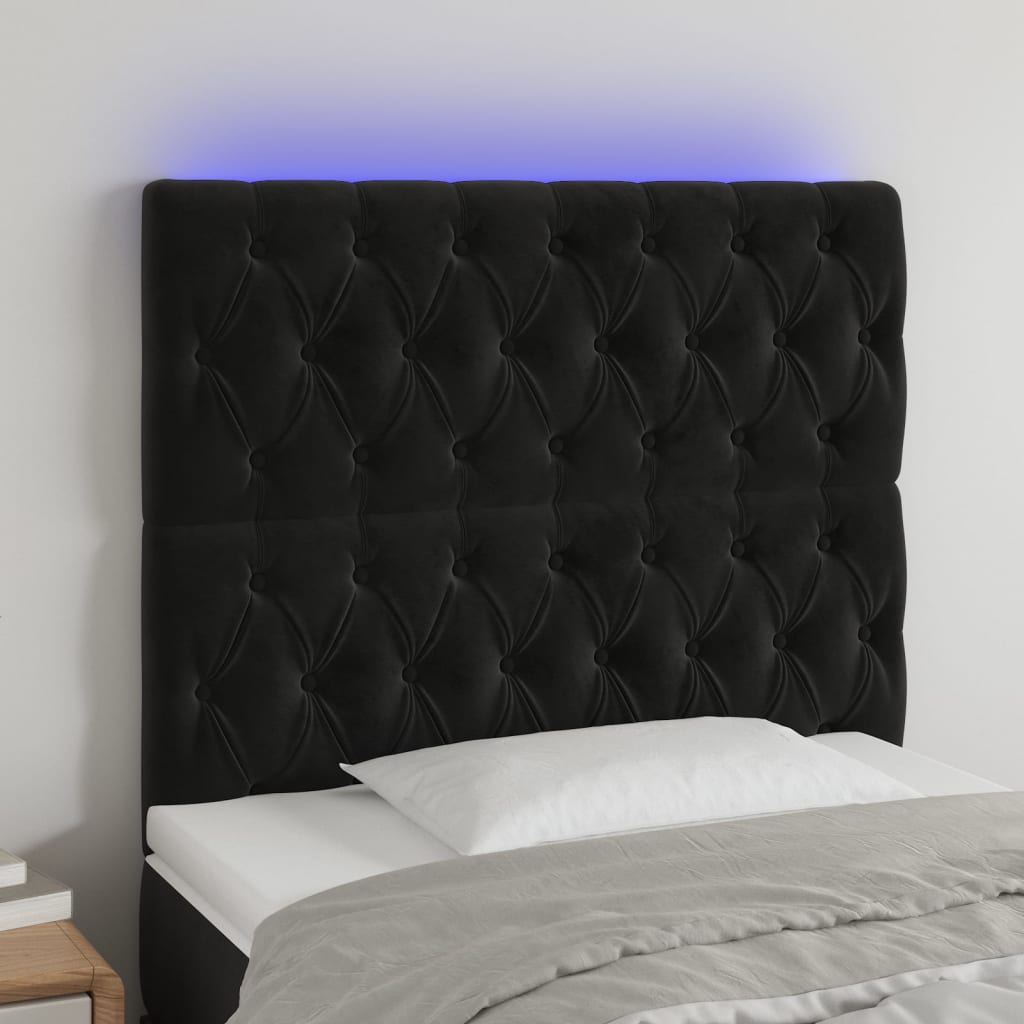 Hoofdbord LED 100x7x118/128 cm fluweel zwart is nu te koop bij PeponiXL, paradijselijk wonen!