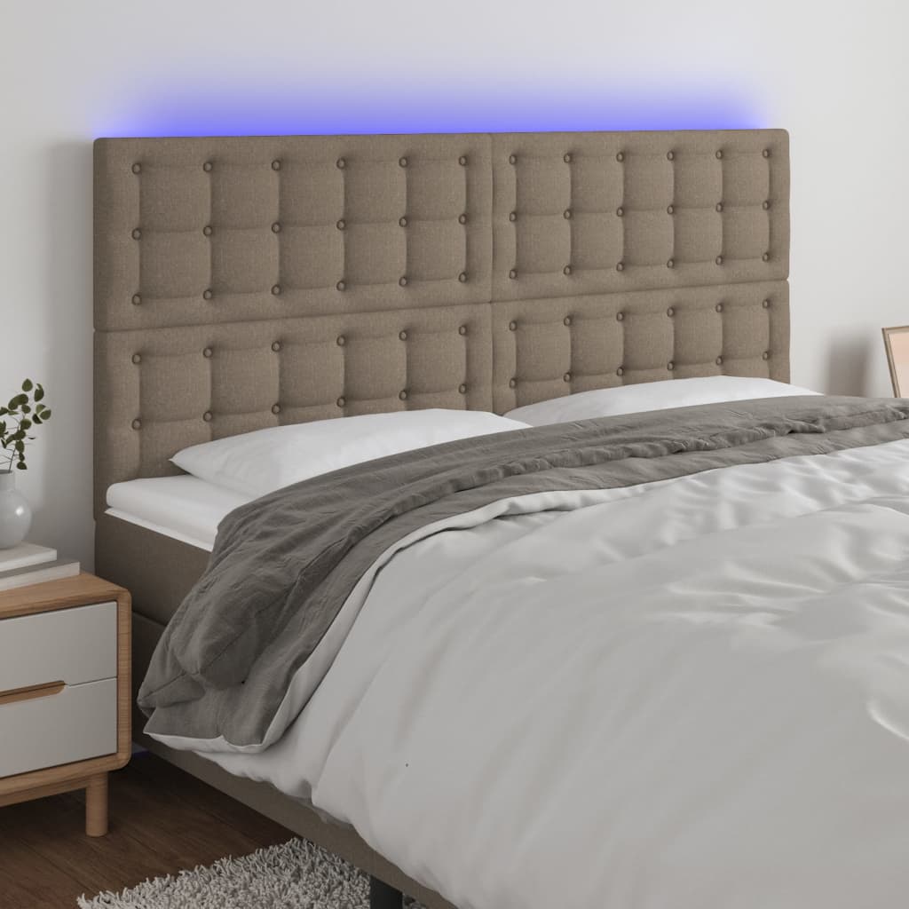 Hoofdbord LED 200x5x118/128 cm stof taupe is nu te koop bij PeponiXL, paradijselijk wonen!