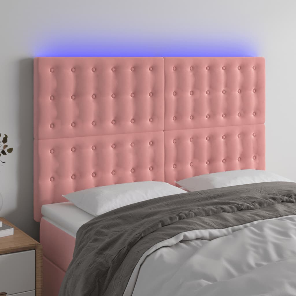 Hoofdbord LED 144x5x118/128 cm fluweel zwart is nu te koop bij PeponiXL, paradijselijk wonen!