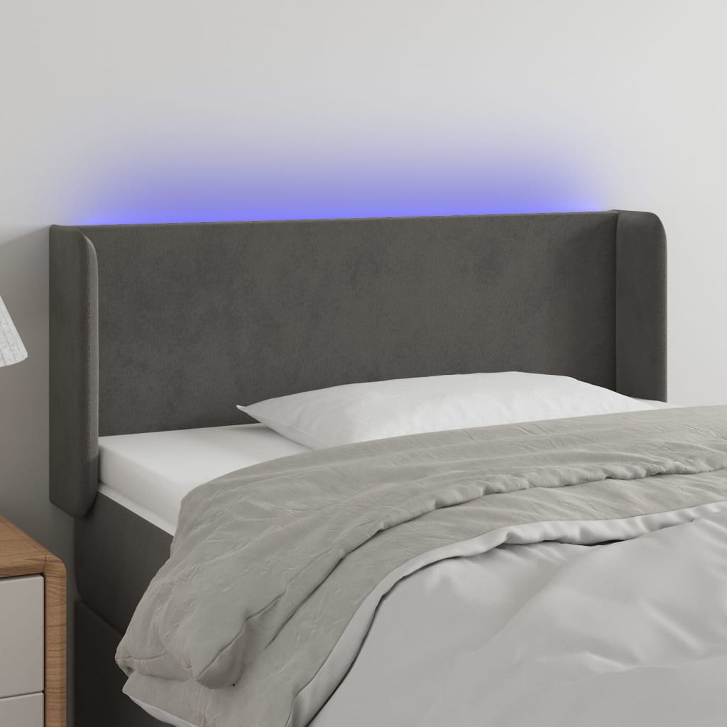 Hoofdbord LED 103x16x78/88 cm fluweel donkergrijs is nu te koop bij PeponiXL, paradijselijk wonen!