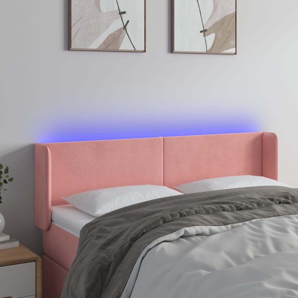Hoofdbord LED 147x16x78/88 cm fluweel roze is nu te koop bij PeponiXL, paradijselijk wonen!