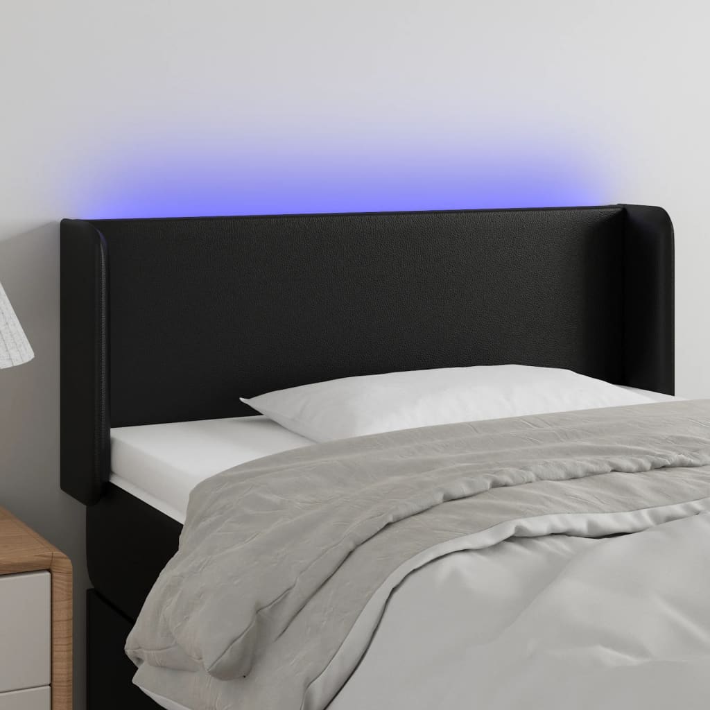 Hoofdbord LED 83x16x78/88 cm kunstleer zwart is nu te koop bij PeponiXL, paradijselijk wonen!