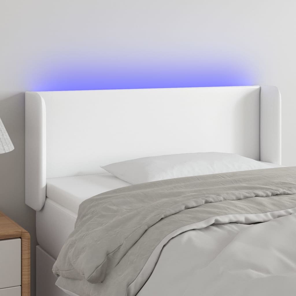 Hoofdbord LED 93x16x78/88 cm kunstleer wit is nu te koop bij PeponiXL, paradijselijk wonen!
