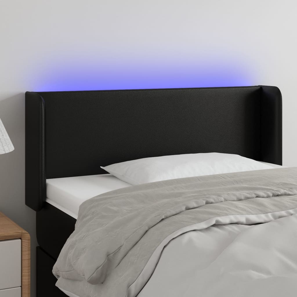 Hoofdbord LED 103x16x78/88 cm kunstleer zwart is nu te koop bij PeponiXL, paradijselijk wonen!