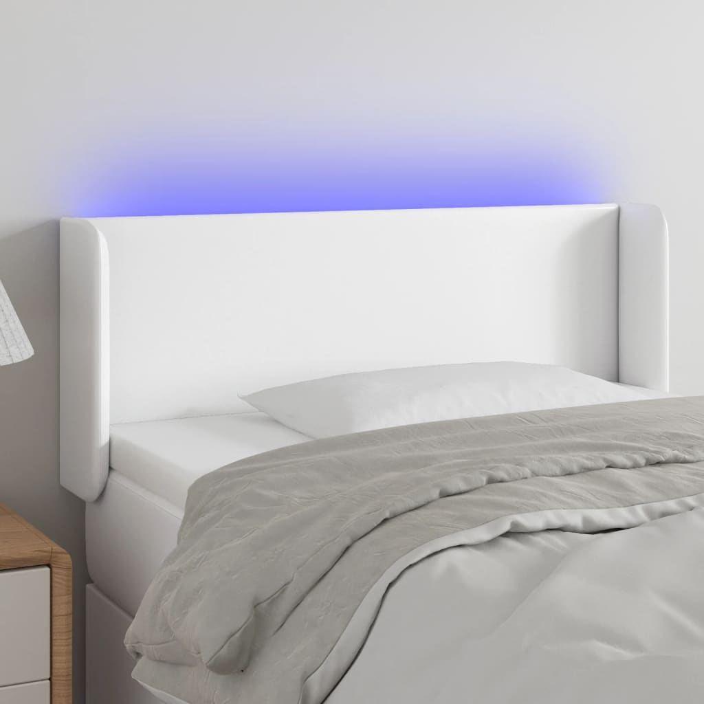 Hoofdbord LED 103x16x78/88 cm kunstleer wit is nu te koop bij PeponiXL, paradijselijk wonen!