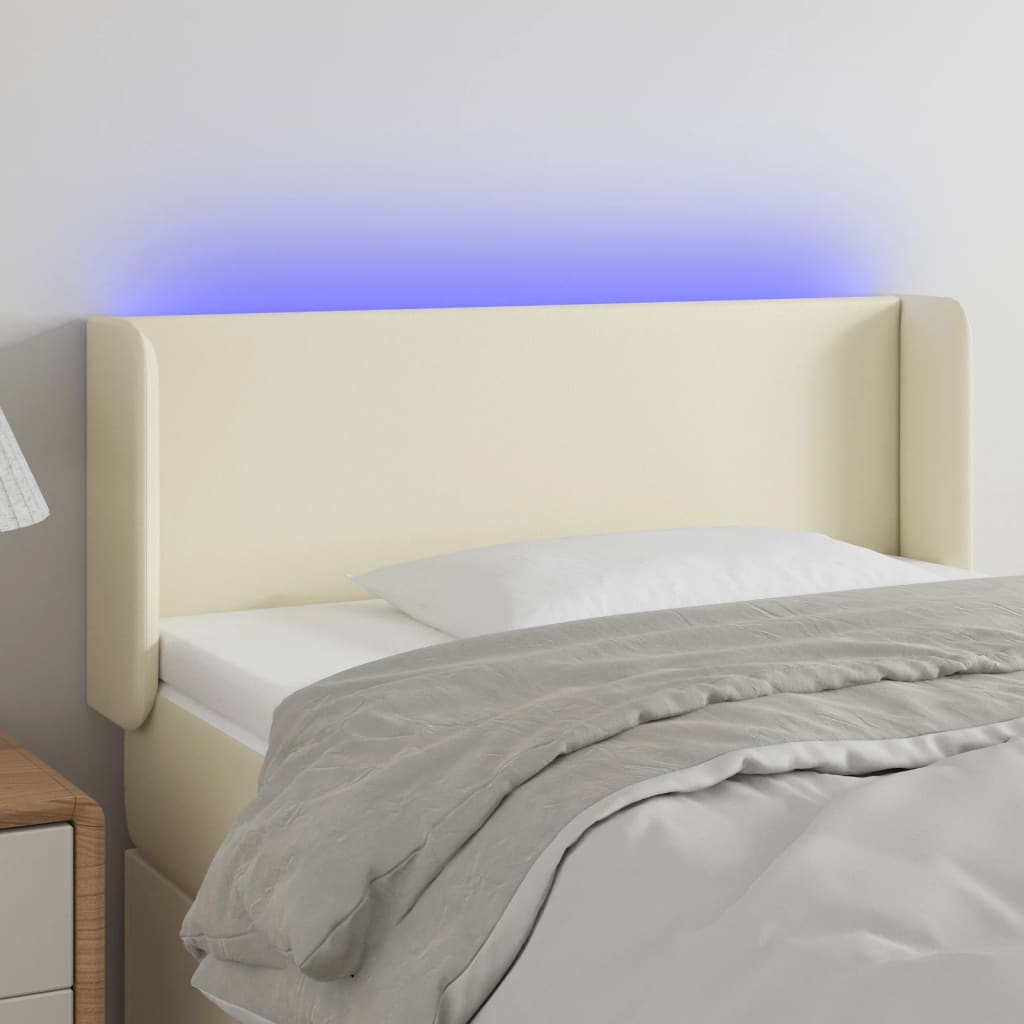 Hoofdbord LED 103x16x78/88 cm kunstleer crèmekleurig is nu te koop bij PeponiXL, paradijselijk wonen!
