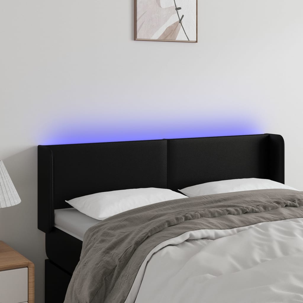 Hoofdbord LED 147x16x78/88 cm kunstleer zwart is nu te koop bij PeponiXL, paradijselijk wonen!