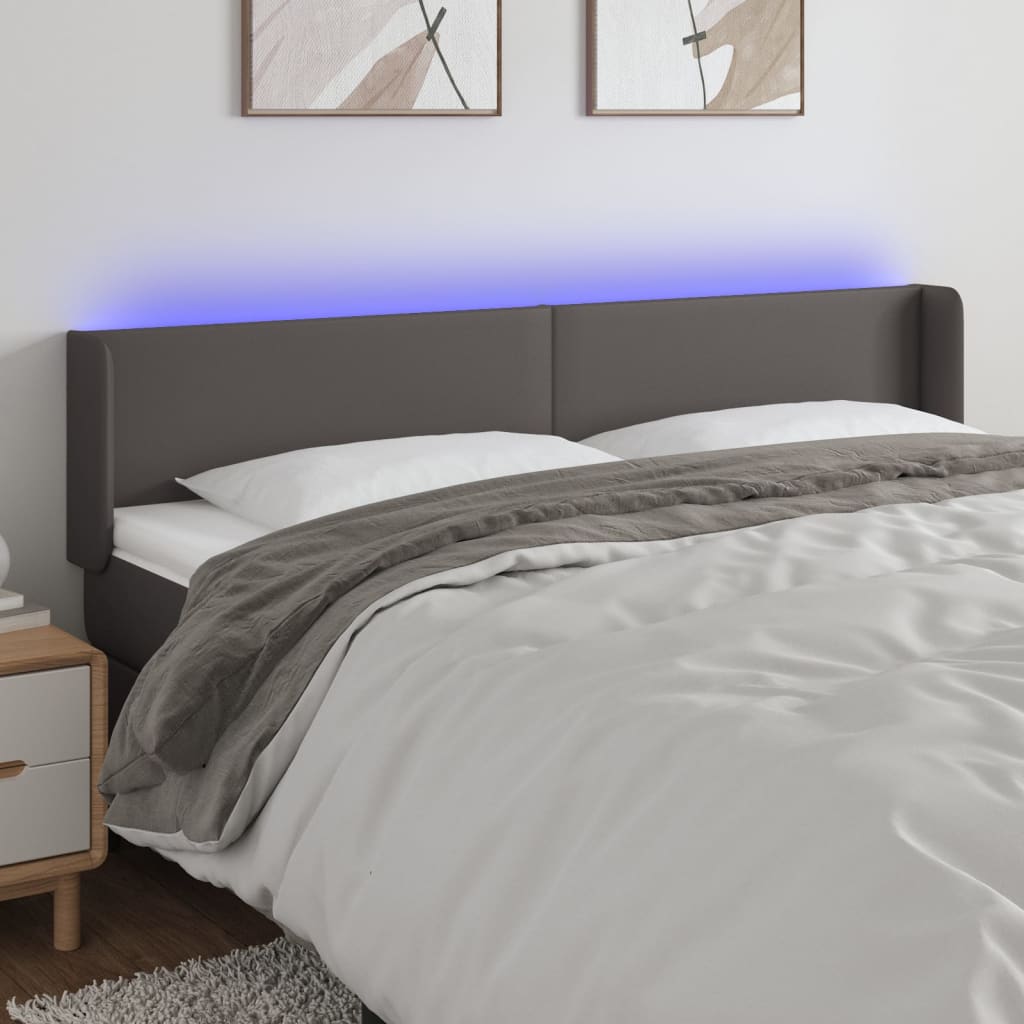 Hoofdbord LED 183x16x78/88 cm kunstleer grijs is nu te koop bij PeponiXL, paradijselijk wonen!