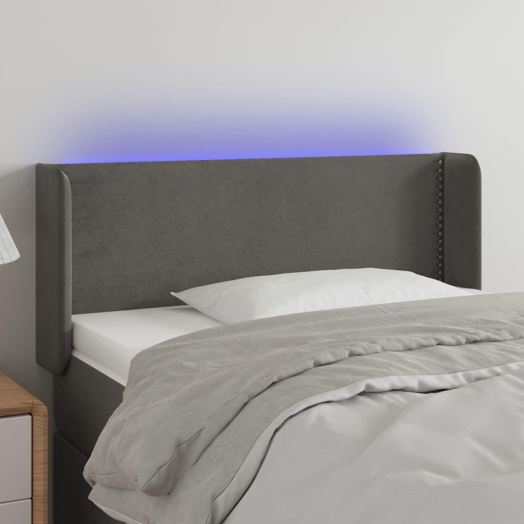 Hoofdbord LED 93x16x78/88 cm fluweel donkergrijs is nu te koop bij PeponiXL, paradijselijk wonen!