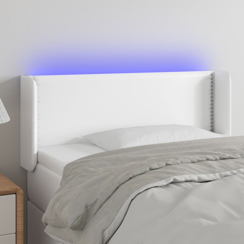 Hoofdbord LED 103x16x78/88 cm kunstleer wit is nu te koop bij PeponiXL, paradijselijk wonen!