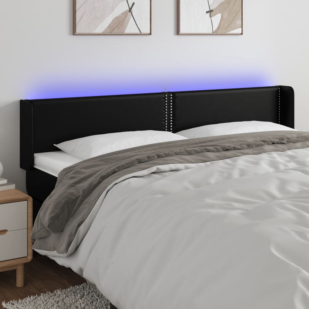 Hoofdbord LED 183x16x78/88 cm kunstleer zwart is nu te koop bij PeponiXL, paradijselijk wonen!
