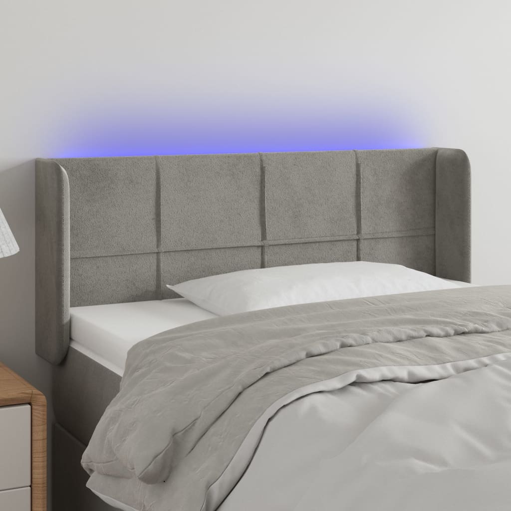 Hoofdbord LED 93x16x78/88 cm fluweel lichtgrijs is nu te koop bij PeponiXL, paradijselijk wonen!