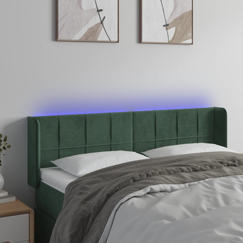Hoofdbord LED 147x16x78/88 cm fluweel donkergroen is nu te koop bij PeponiXL, paradijselijk wonen!