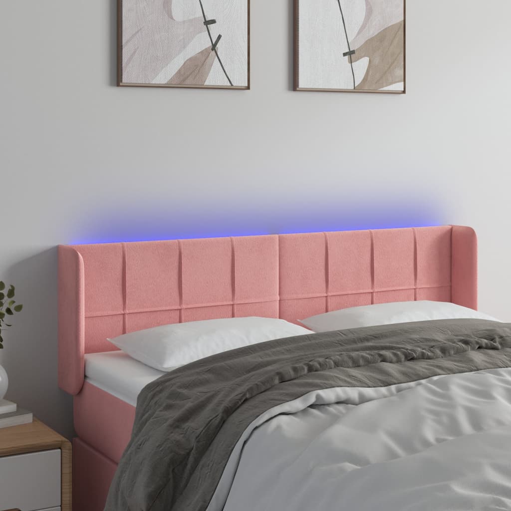 Hoofdbord LED 147x16x78/88 cm fluweel roze is nu te koop bij PeponiXL, paradijselijk wonen!