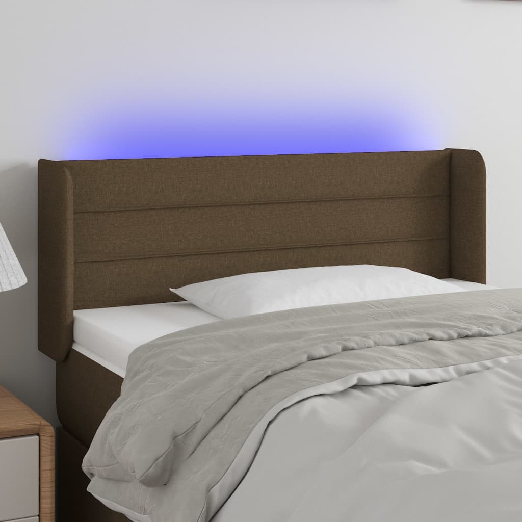 Hoofdbord LED 103x16x78/88 cm stof donkerbruin is nu te koop bij PeponiXL, paradijselijk wonen!