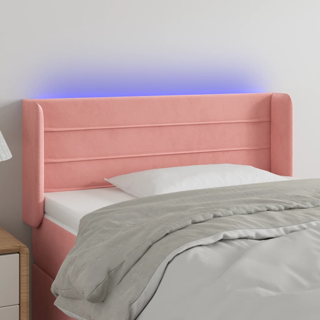 Hoofdbord LED 93x16x78/88 cm fluweel roze is nu te koop bij PeponiXL, paradijselijk wonen!