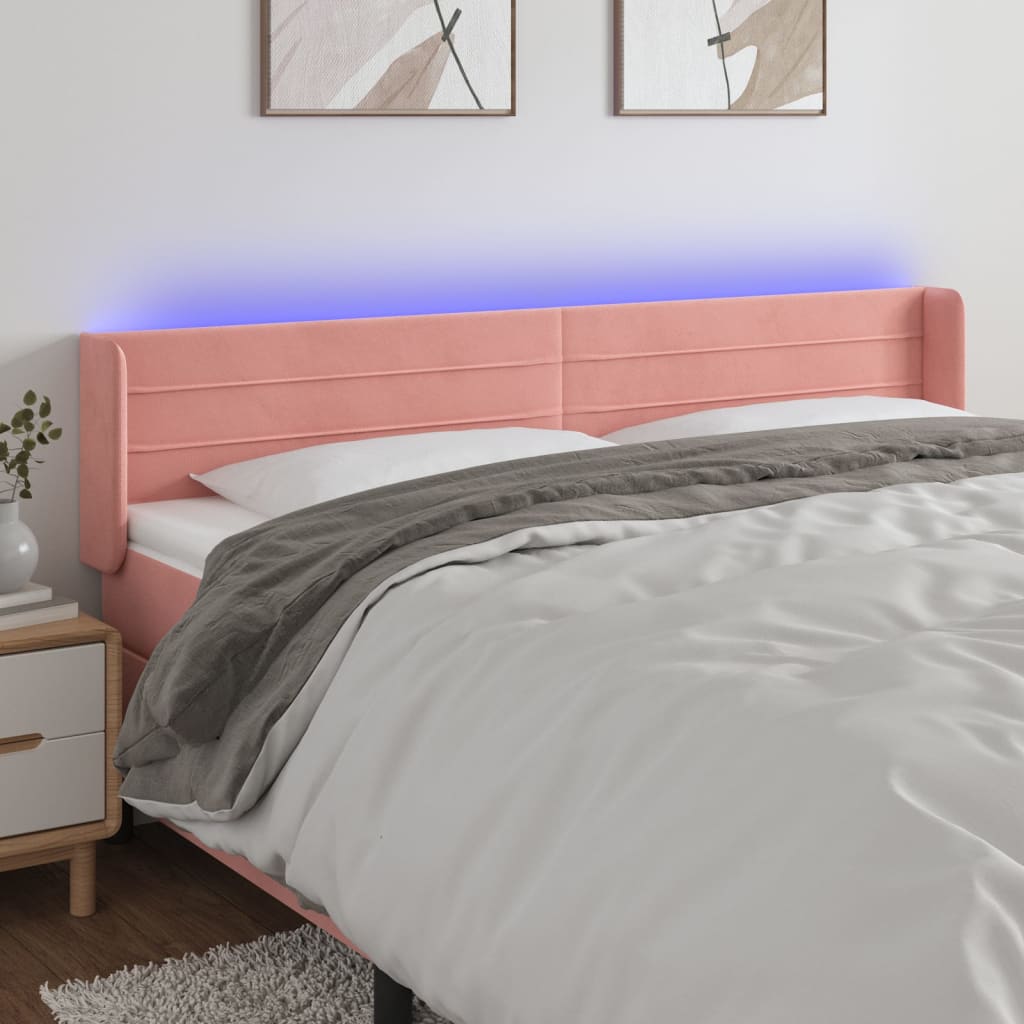 Hoofdbord LED 163x16x78/88 cm fluweel roze is nu te koop bij PeponiXL, paradijselijk wonen!