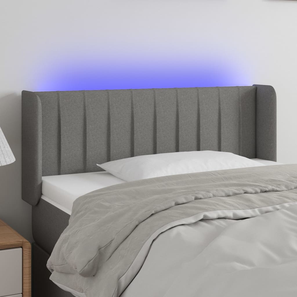 Hoofdbord LED 83x16x78/88 cm stof donkergrijs is nu te koop bij PeponiXL, paradijselijk wonen!