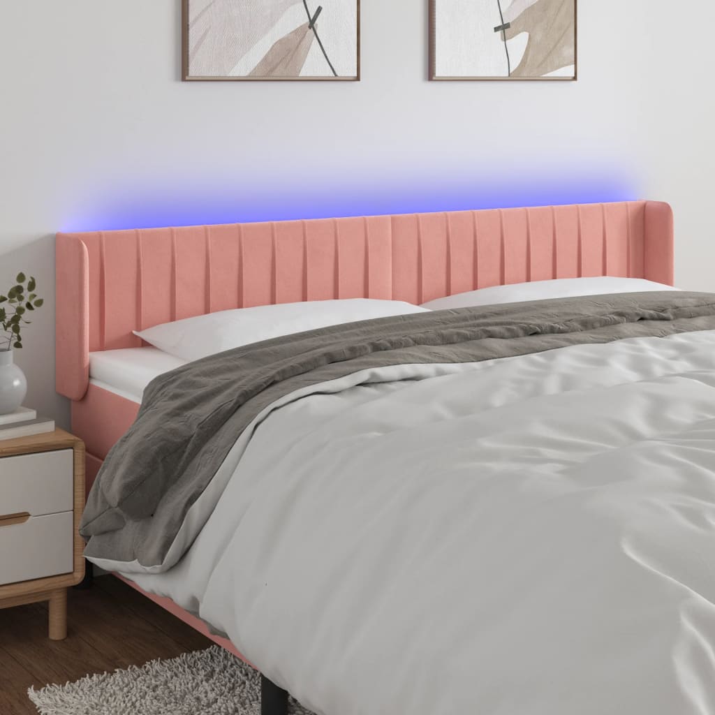 Hoofdbord LED 163x16x78/88 cm fluweel roze is nu te koop bij PeponiXL, paradijselijk wonen!