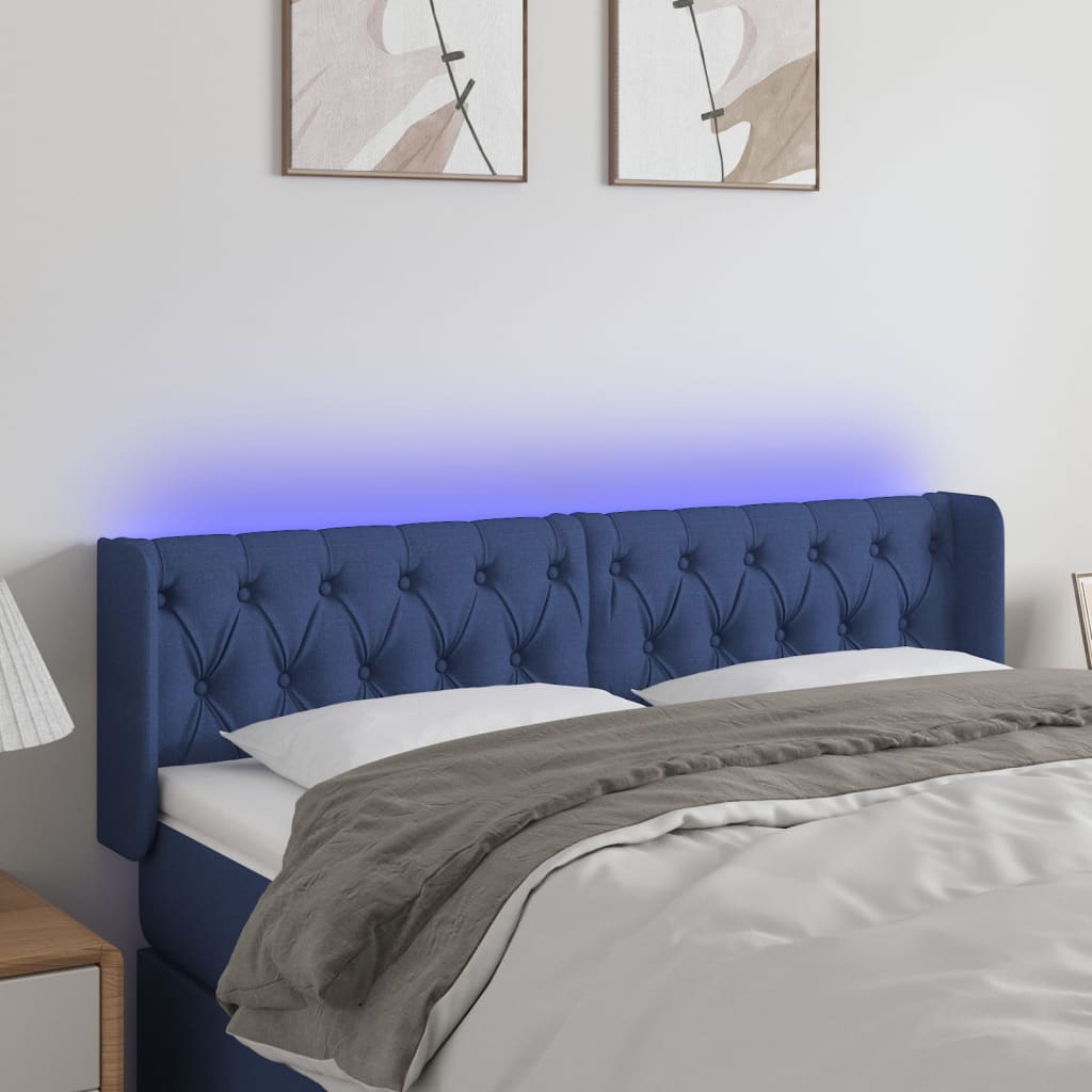 Hoofdbord LED 147x16x78/88 cm stof blauw is nu te koop bij PeponiXL, paradijselijk wonen!