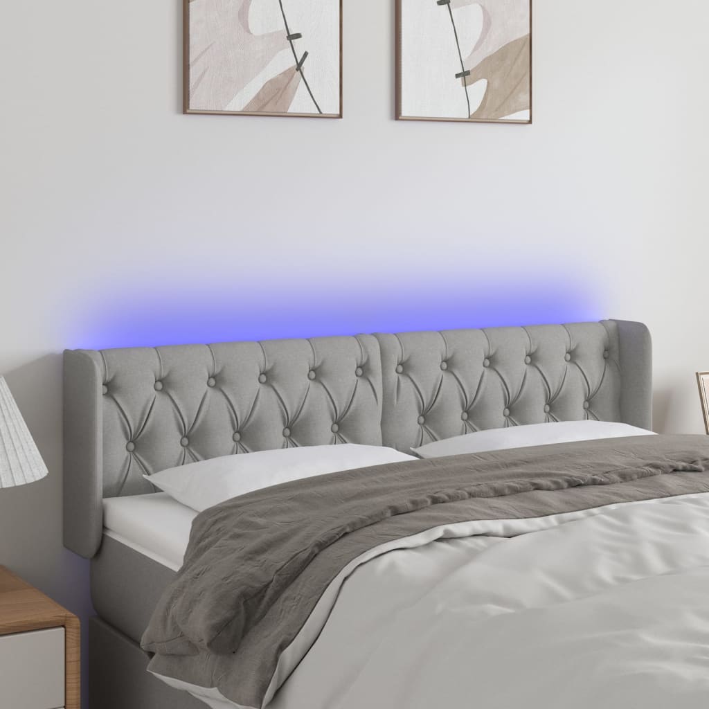 Hoofdbord LED 163x16x78/88 cm stof lichtgrijs is nu te koop bij PeponiXL, paradijselijk wonen!