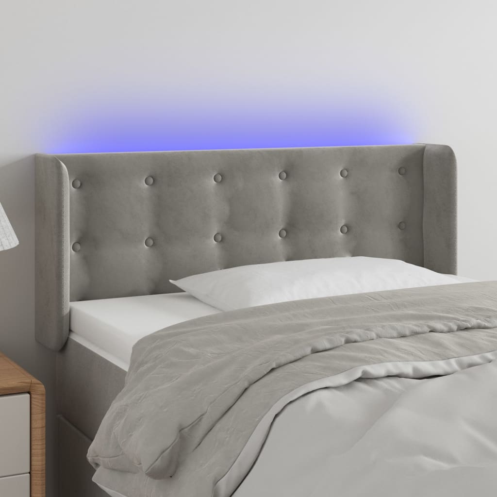 Hoofdbord LED 83x16x78/88 cm fluweel lichtgrijs is nu te koop bij PeponiXL, paradijselijk wonen!